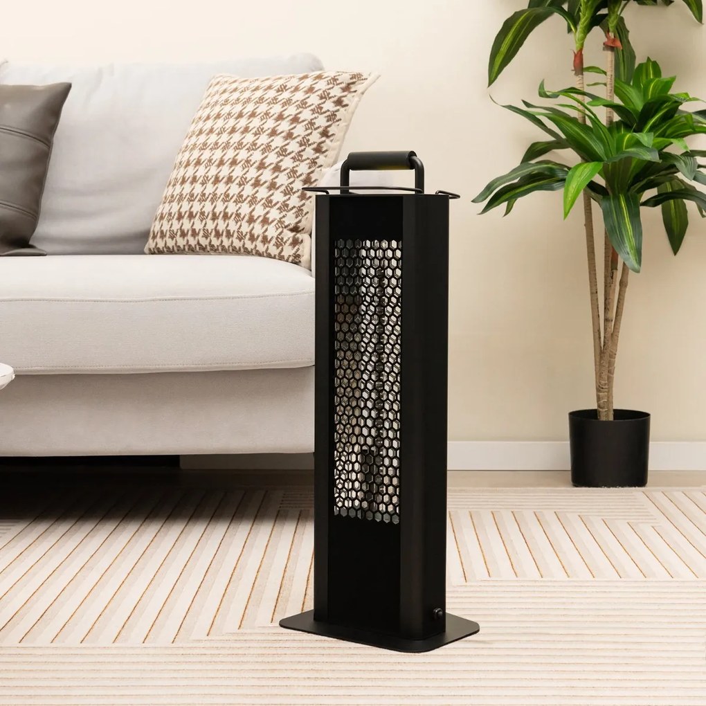 Costway Riscaldatore elettrico da 1200w con protezione contro ribaltamento surriscaldamento, Riscaldatore a doppia faccia Nero