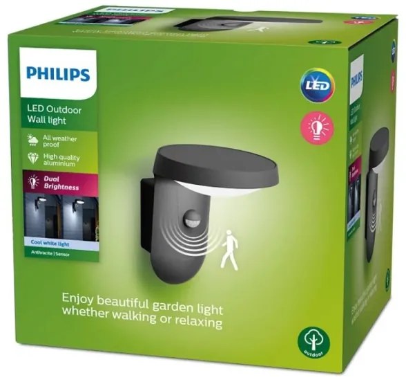 Philips TYLA LED 9W 230V 4000K IP44 lampada da parete esterna con sensore