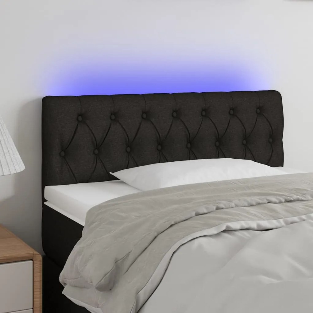 Testiera A Led Nera 100x7x78/88 Cm İn Tessuto /