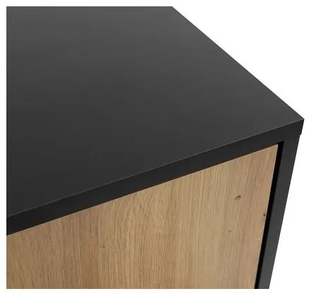 Comodino OVESSI 52x47 cm nero/quercia artisan