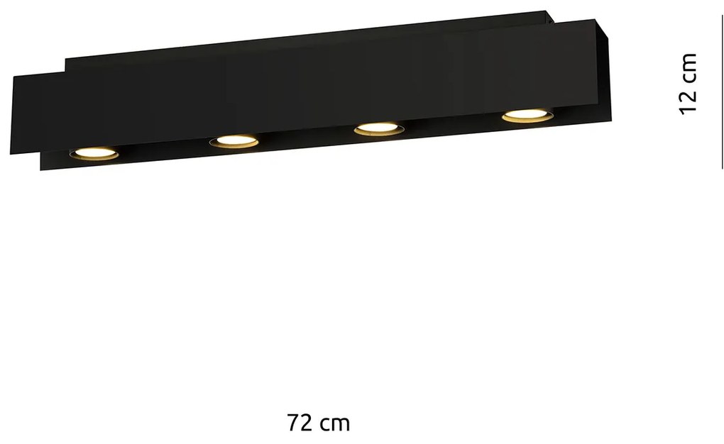 Plafoniera Moderna 4 Luci Cassiopea In Acciaio Nero