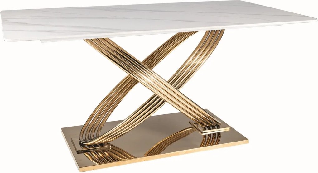 Tavolo Hermes effetto marmo bianco/oro - L160 x l90 x h75 cm