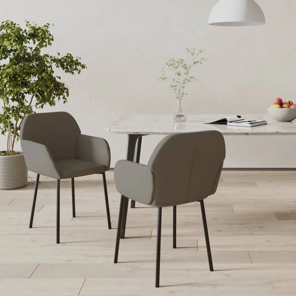Sedie Da Pranzo 2pz Grigio Scuro İn Velluto /