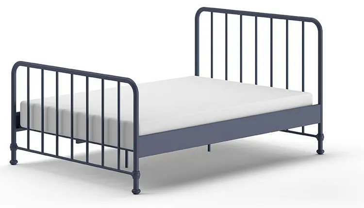 Letto singolo blu in metallo con rete 140x200 cm BRONXX - Vipack