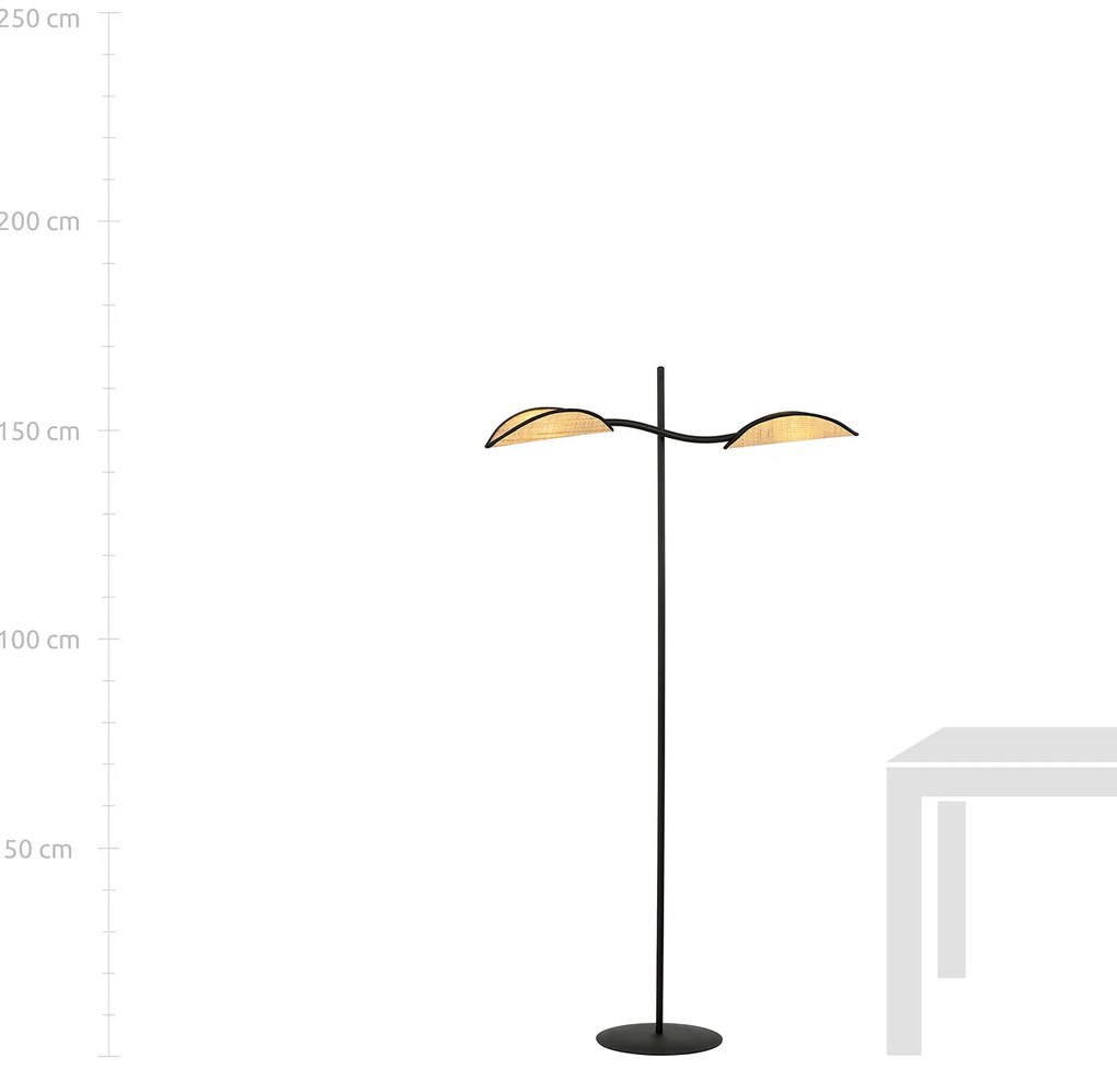 Piantana Contemporaneo Ares Acciaio Nero Marrone 2 Luci E14 Ip20
