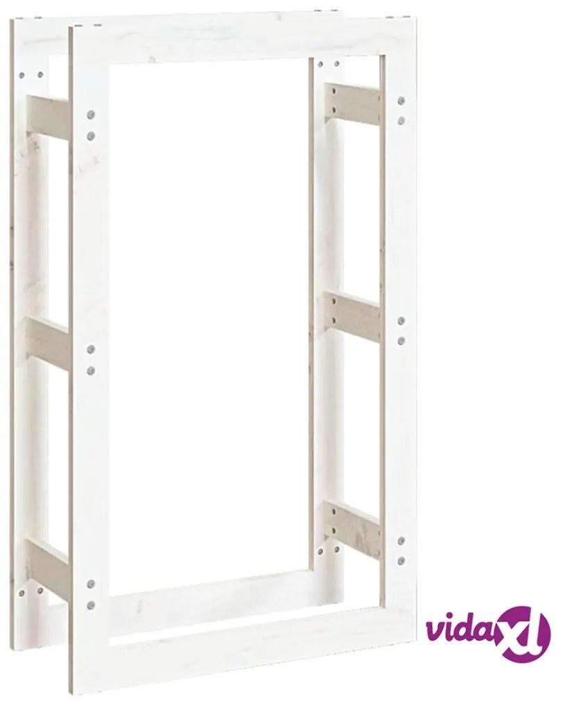vidaXL Portalegna Bianco 60x25x100 cm in Legno Massello di Pino