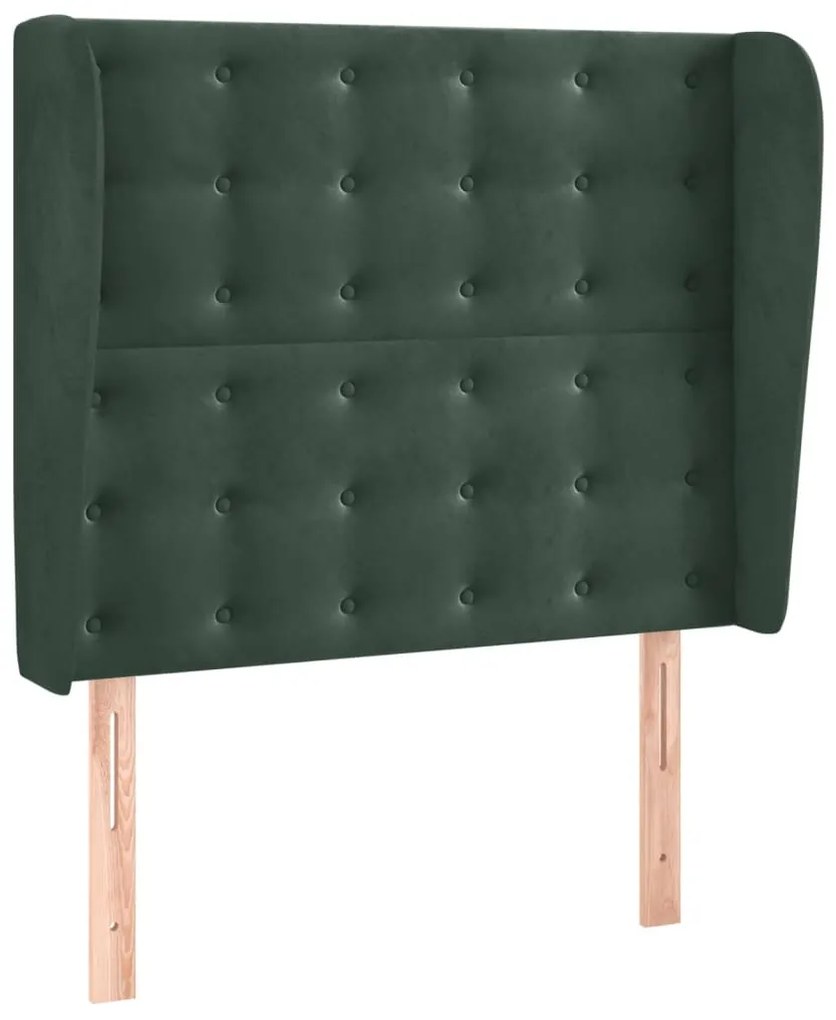 Testiera ad orecchio verde scuro 103x23x118/128cm in velluto