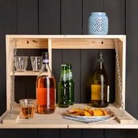 Esschert Design Mobile Bar a Muro con Mensola Ribaltabile M Naturale 442397