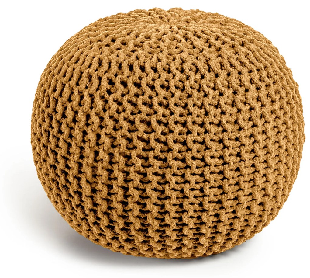 Kave Home - Pouf rotondo Chloe 100% cotone senape Ø 50 cm