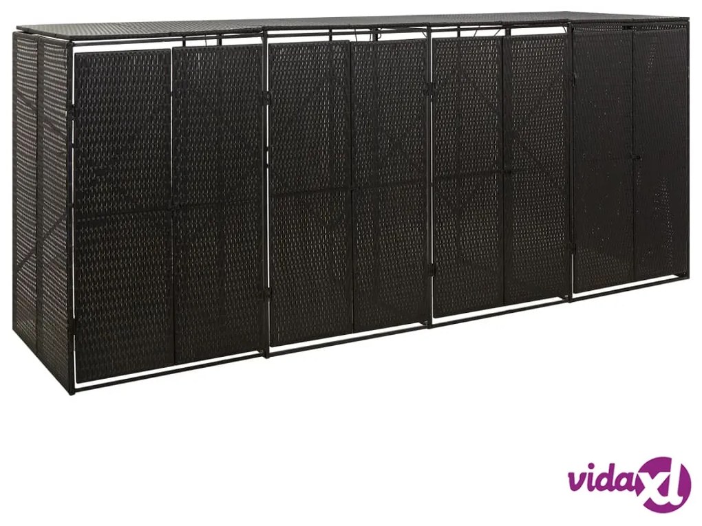 vidaXL Copribidone Quadruplo Nero 274x80x117 cm in Polyrattan