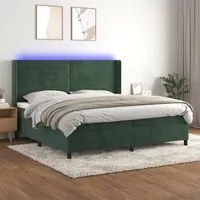 Letto a Molle con Materasso e LED Verde Scuro 200x200cm Velluto cod mxl 57237