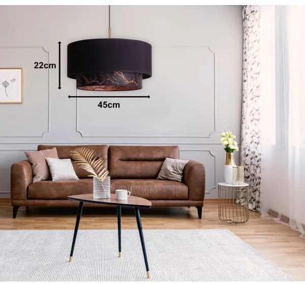 Duolla - Lampadario a sospensione con filo NANTES 1xE27/15W/230V diametro 45 cm nero/rame