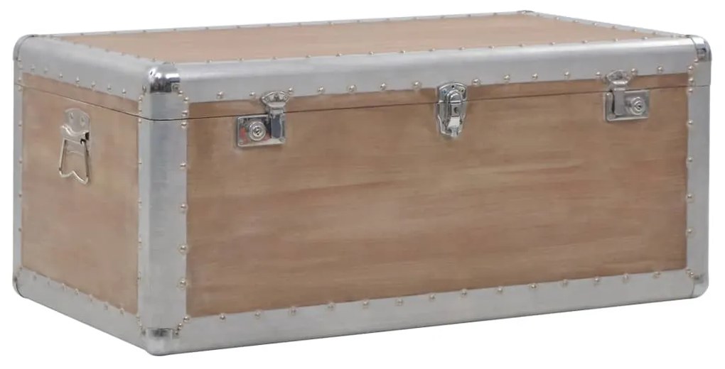 Baule portaoggetti in massello di abete 91x52x40cm marrone