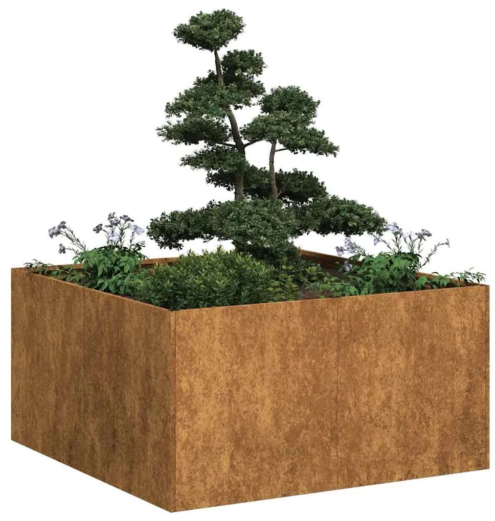 Fioriera Arrugginita 80x80x40 Cm İn Acciaio Corten /