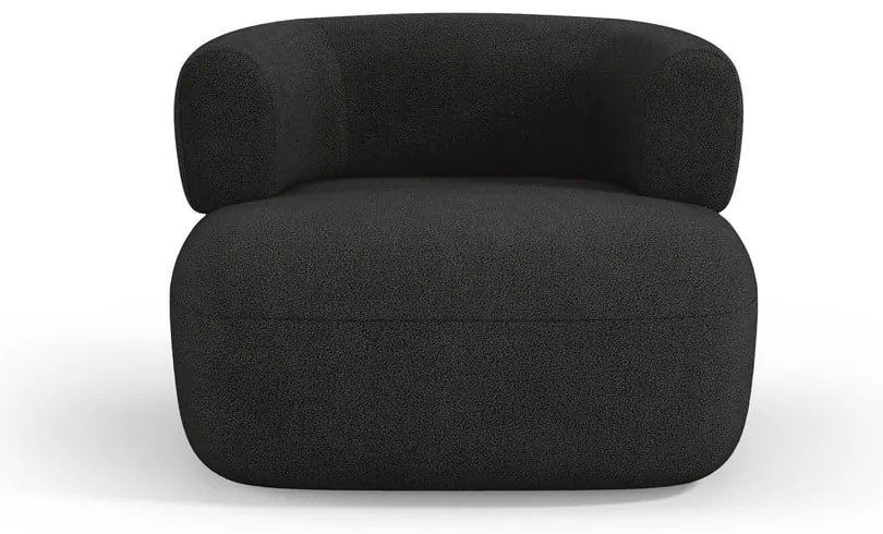 Poltrona nera in tessuto bouclé Jenny - Micadoni Home