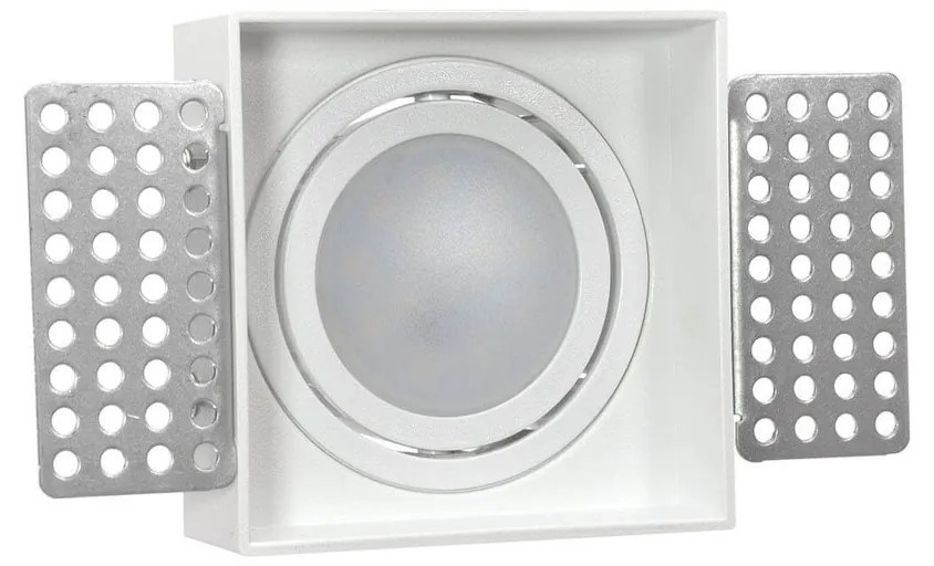 Portafaretto Incasso GU10 Quadrato Orientabile 80x80mm - Bianco