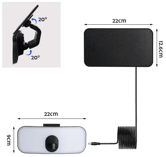 Immax 08500L - Lampada solare da parete LED 13W 3,7V 4000K IP65 con sensore