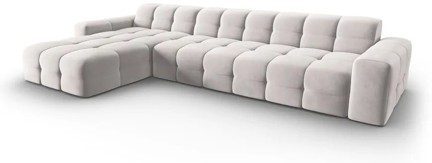 Divano angolare in velluto grigio chiaro (angolo sinistro) Kendal - Micadoni Home