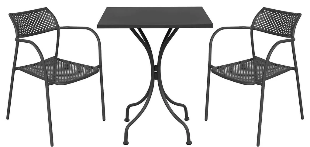 ROMANUS - set tavolo in metallo cm 60 x 60 x 72 h con 2 poltrone Aviim