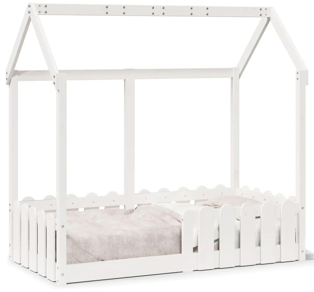 Giroletto Casetta Bambini Bianco 70x140 Cm Legno Massello Pino /