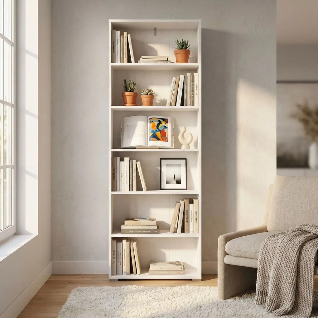 MADDIE - libreria sei ripiani moderno minimal in legno