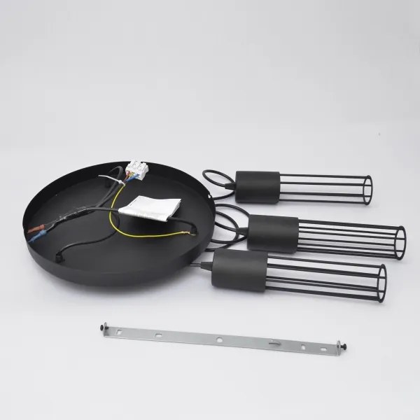 Lampadario a sospensione con filo MELODY 3xE27/15W/230V nero