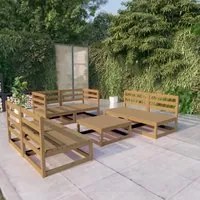 Set Divani da Giardino 7 pz Miele in Legno Massello di Pino cod mxl 36336