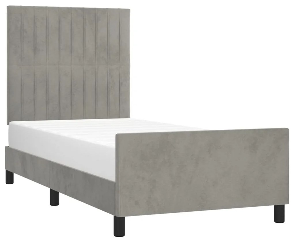 Giroletto con testiera grigio chiaro 100x200 cm in velluto