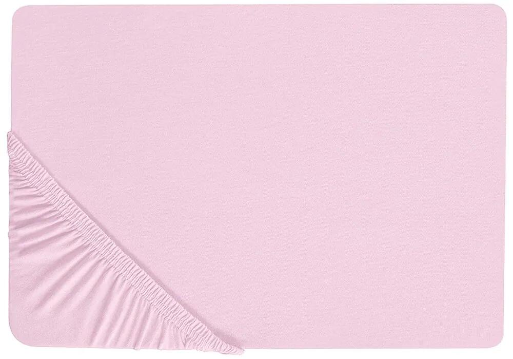 Lenzuolo con angoli cotone rosa pastello 90 x 200 cm JANBU Beliani