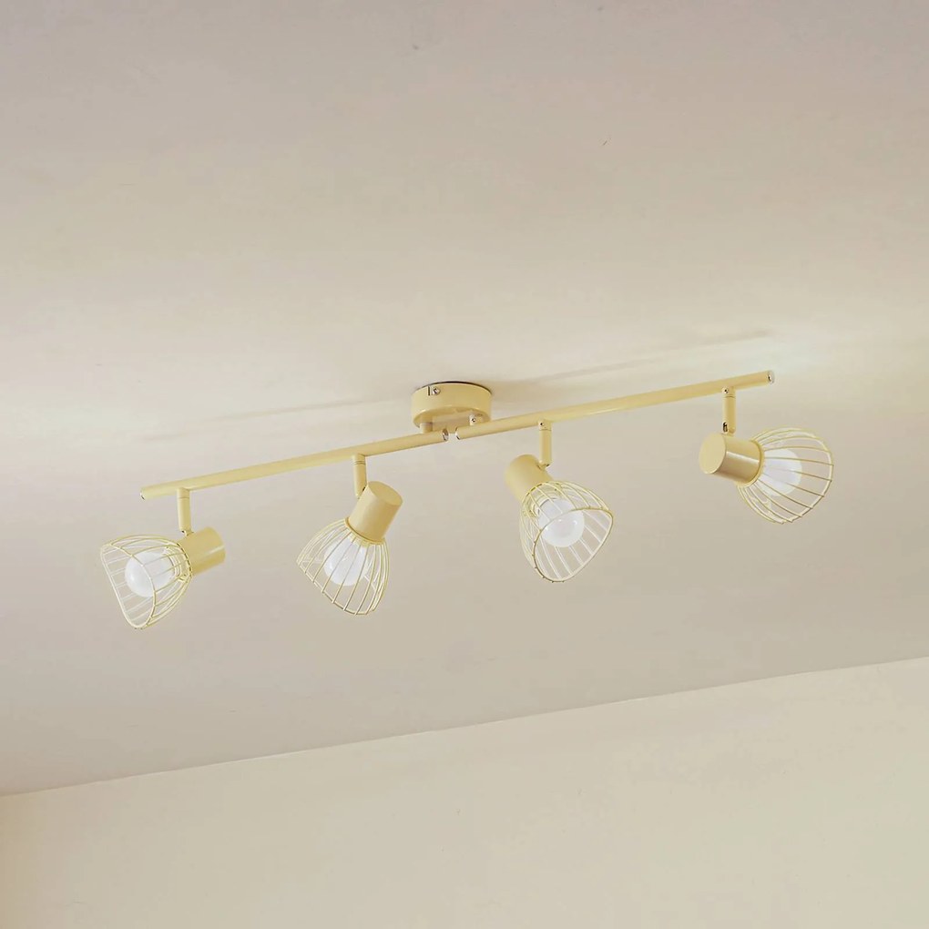 Plafoniera soffitto Piena Lindby, dimmerabile, Crema / Ambra, Soggiorno / Sala da pranzo, Metallo, Moderno, Plafoniera
