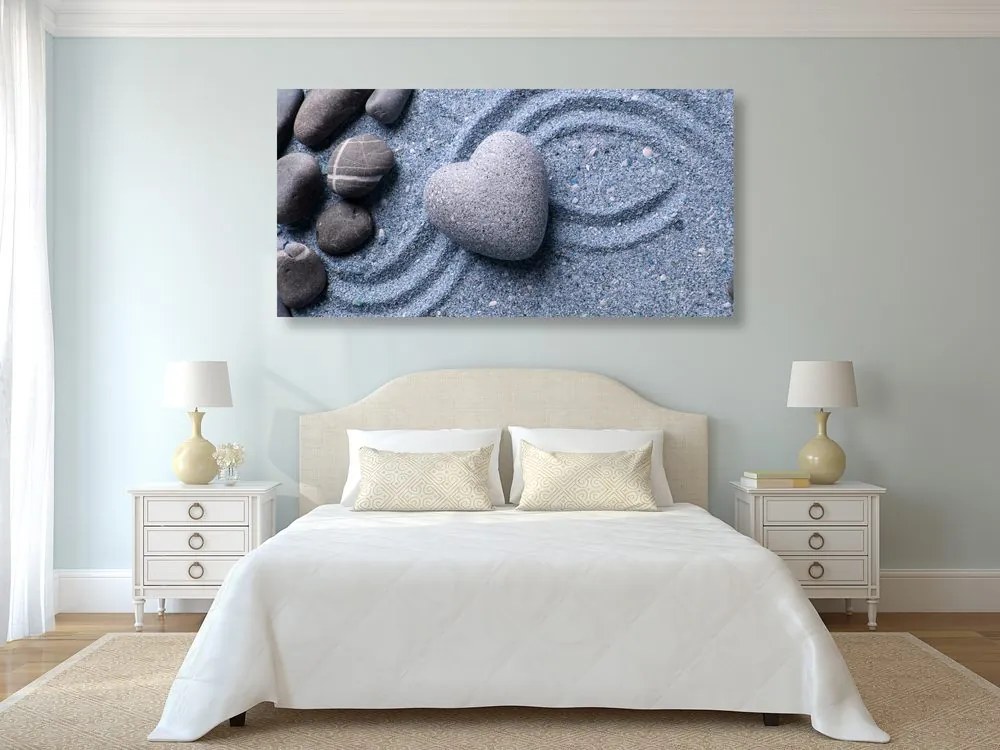 Quadro su tela – Cuore di pietra su sfondo sabbioso