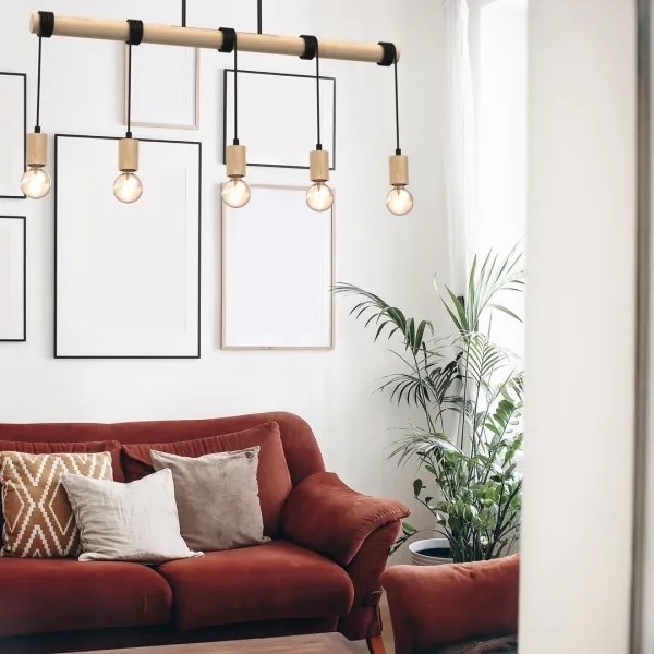 Lampadario a plafone VIGA 5xE27/60W/230V legno