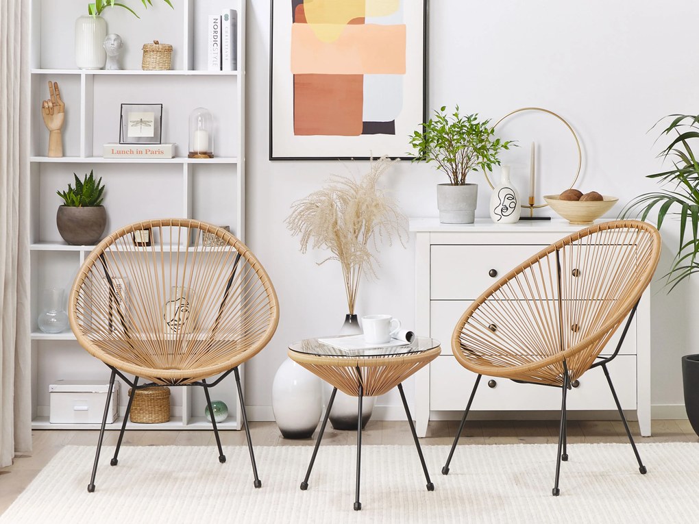 Set tavolo e sedie da balcone spaghetti beige ACAPULCO II Beliani