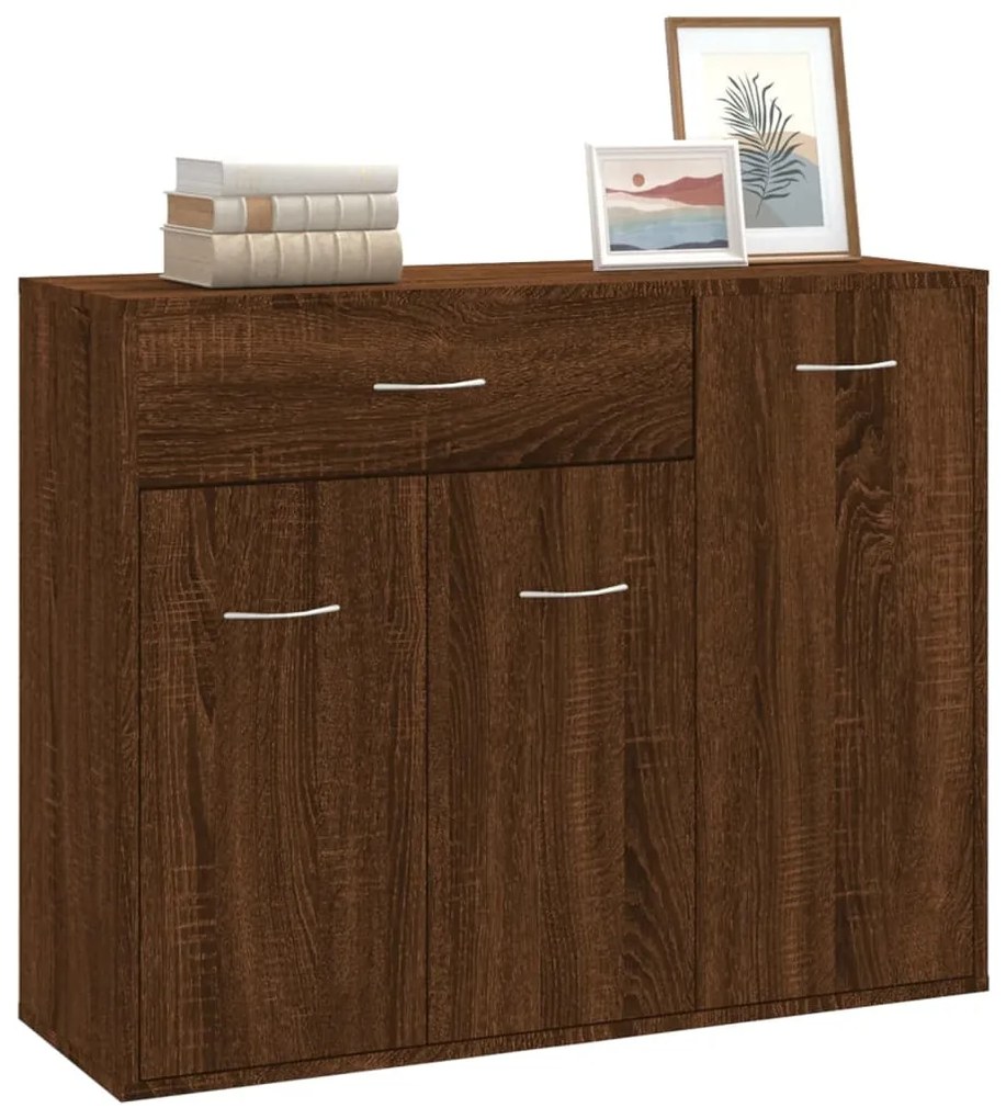 Credenza rovere marrone 88x30x70 cm in legno multistrato