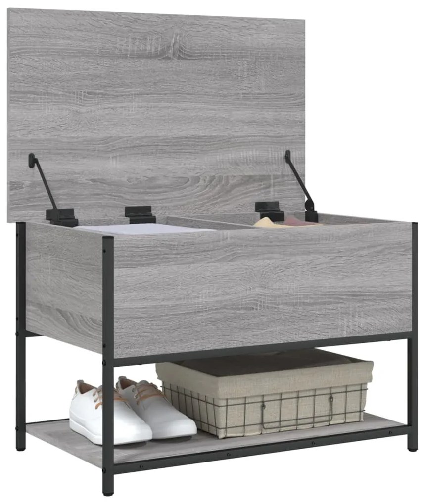 Panca portaoggetti grigio sonoma 70x42,5x47cm legno multistrato