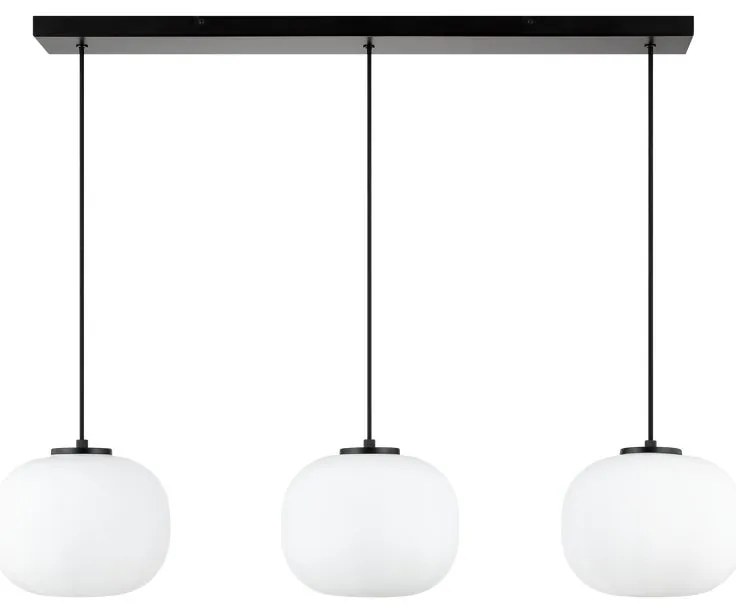 Lampadario Design Aristide nero paralume bianco 3x E27 Ø22cm INSPIRE