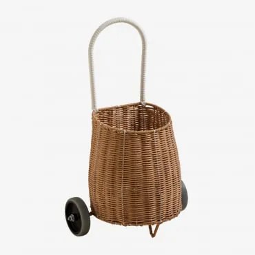 Cesto su Ruote in Ratan Baskyt Kids Marrone Naturale - Sklum