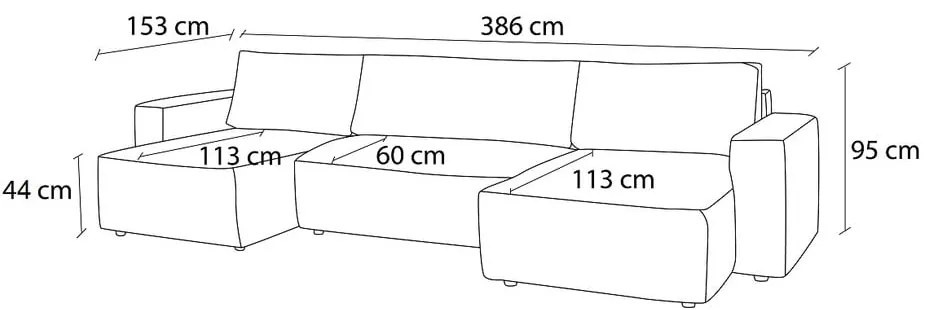 Divano letto angolare a "U" in velluto a coste grigio chiaro Nihad - Bobochic Paris