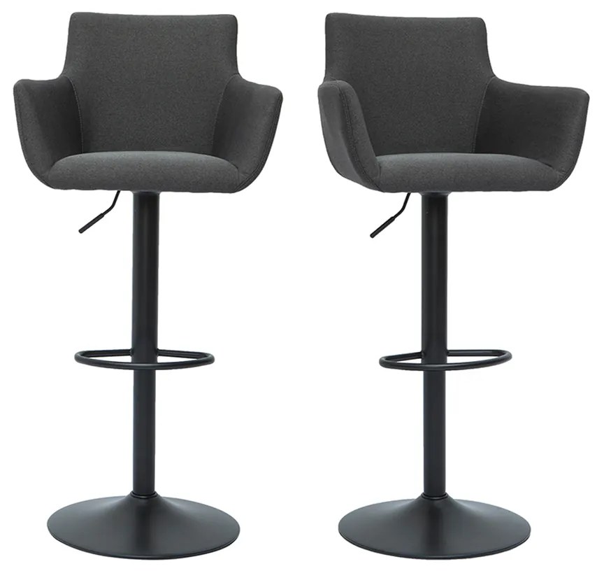 Sgabelli da bar regolabili tessuto grigio antracite metallo nero (set di 2) CARLIE