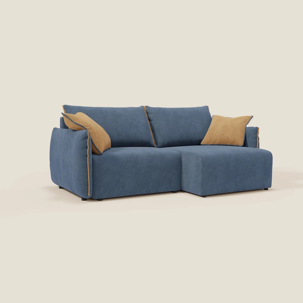 Flexar divano con sedute allungabili e schienale in piuma in morbido bouclé impermeabile T07 blu - arancio