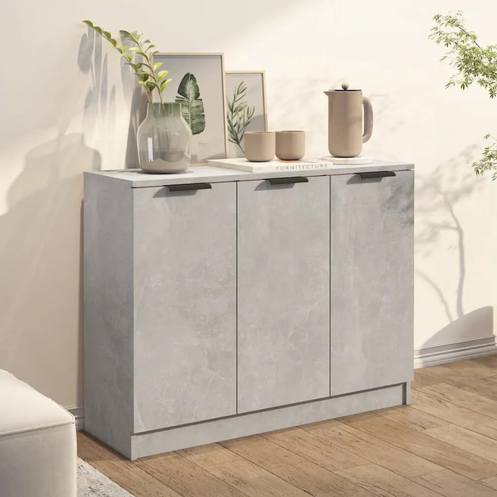 Credenza grigio cemento 90,5x30x70 cm in legno multistrato