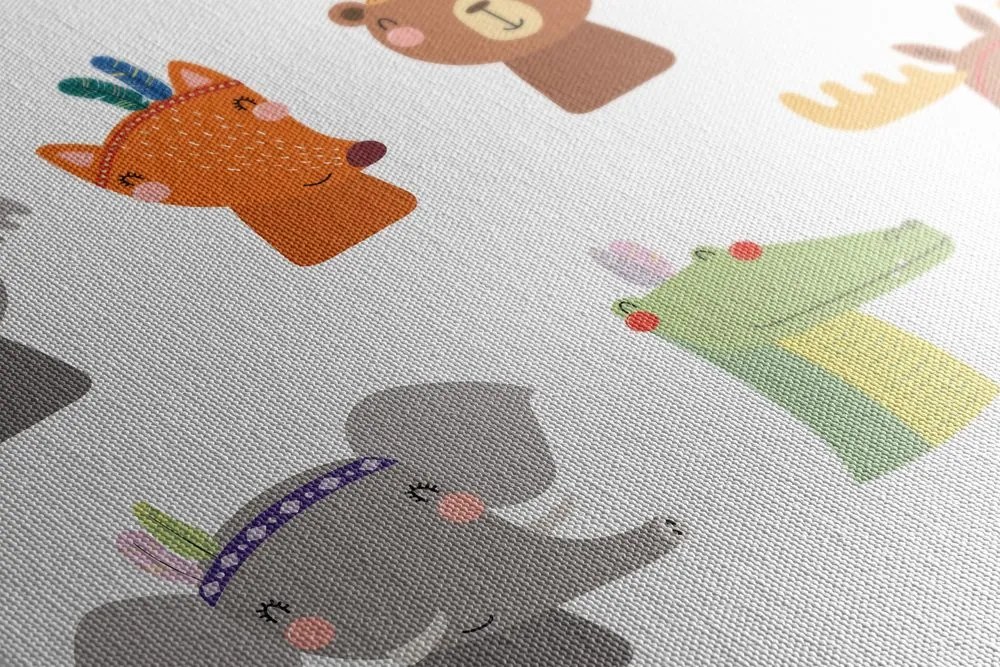 Quadro su tela – Pieno di animali con piume indiane