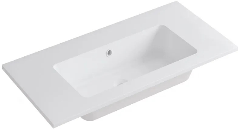 Lavabo a incasso rettangolare L 90.5 x H 14 x P 46 cm in resina bianco lucido