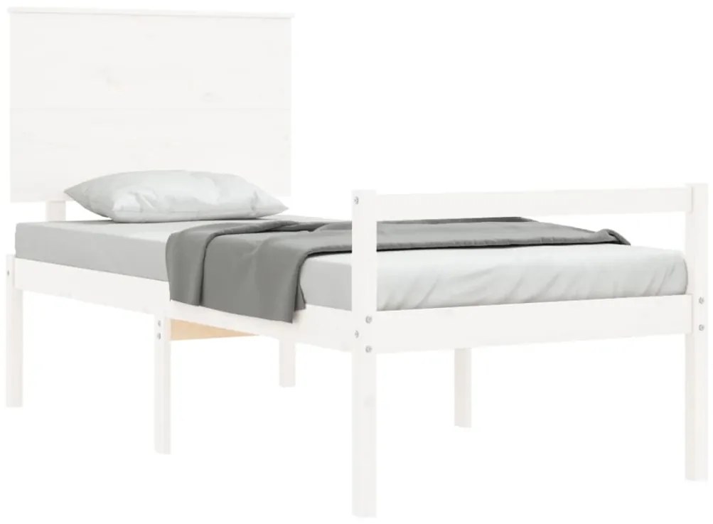 Letto per Anziani con Testiera Bianco 90x200 cm Legno Massello