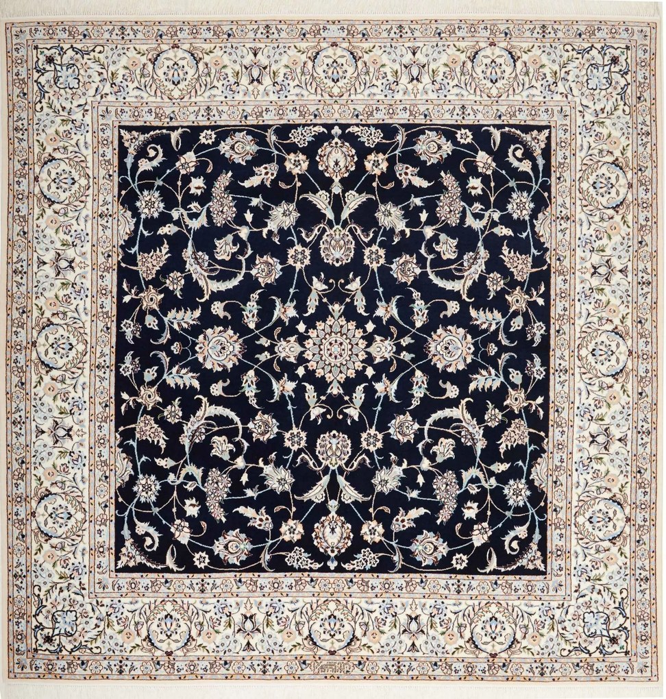 Nain Tappeto 200 x 210 Blu (Iran) Annodato A Mano