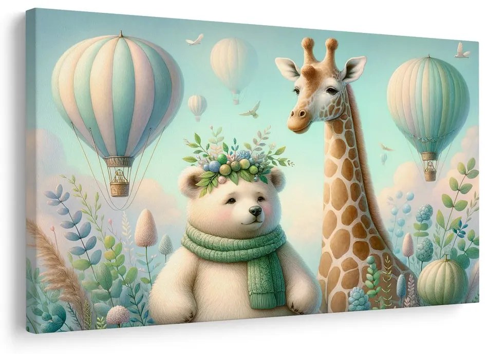 Quadro su tela – Orsetto e giraffa