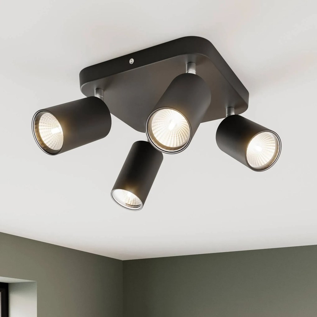 Nowodvorski Lighting Plafoniera Eye Spot 4 luci quadrata, nera