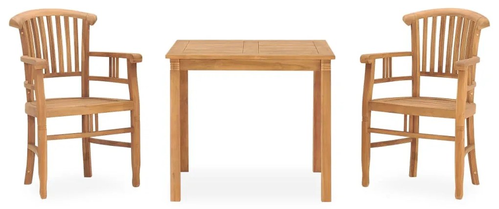 Set Da Pranzo Da Giardino 3 Pz İn Legno Massello Di Teak /