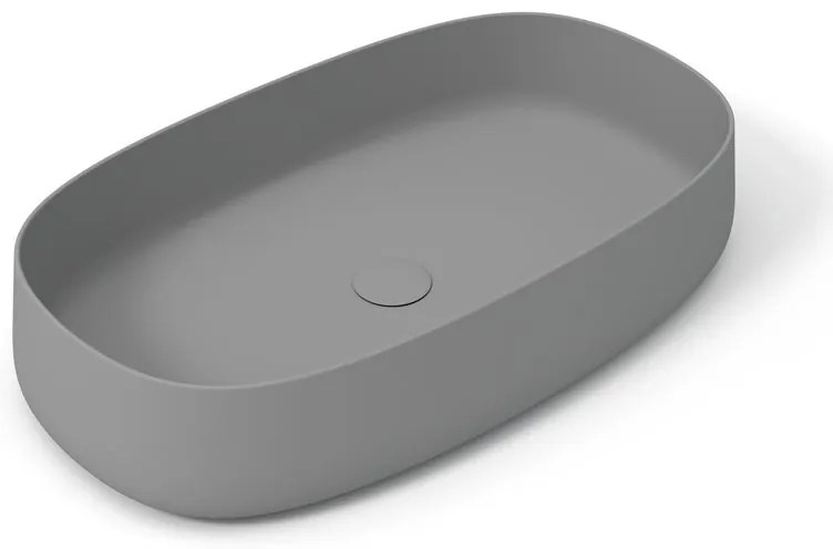 Lavabo da appoggio Wave OLYMPIA CERAMICA ovale in ceramica L 70 x H 14 x P 40 cm grigio opaco piletta non inclusa