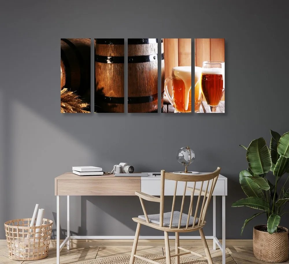 Quadri 5 pezzi – Birra con botte di birra